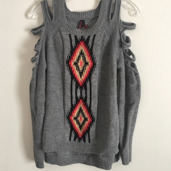 Yoki Sweaters - Yoki Cut Out Sleeve Sweater Gray